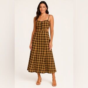 Harshman Black and Brown Gingham Checkered Luiza Dress NWT